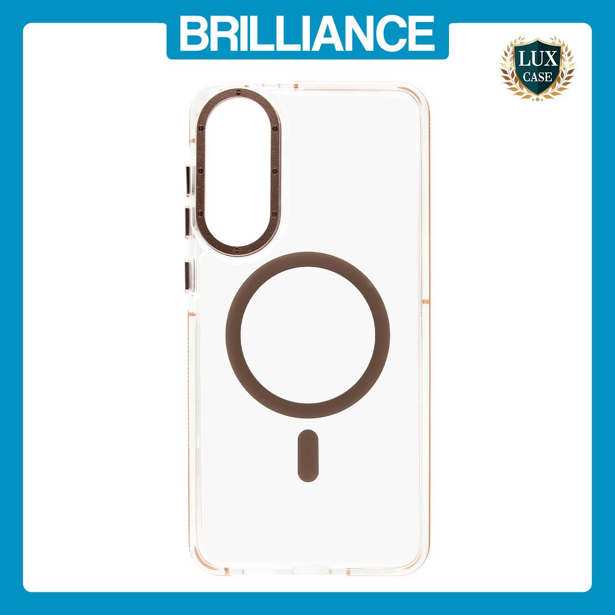 Brilliance LUX Samsung S25 Edge Clear Magnetic Hybrid TPU + Acrylic Phone Case Brown