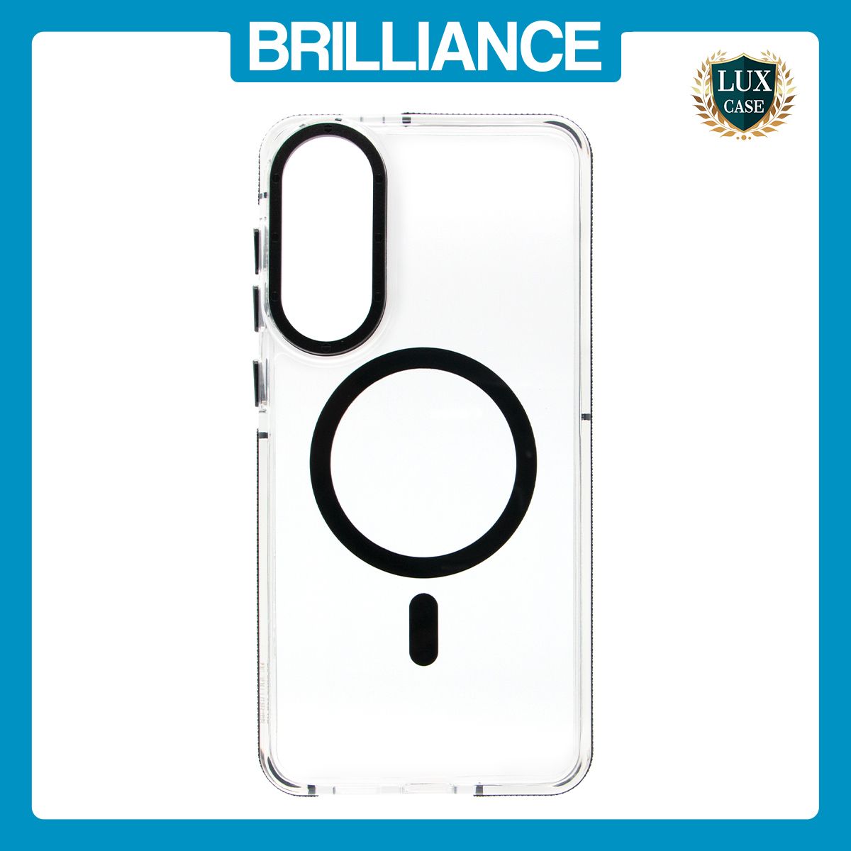 Brilliance LUX Samsung S25 Edge Clear Magnetic Hybrid TPU + Acrylic Phone Case Black