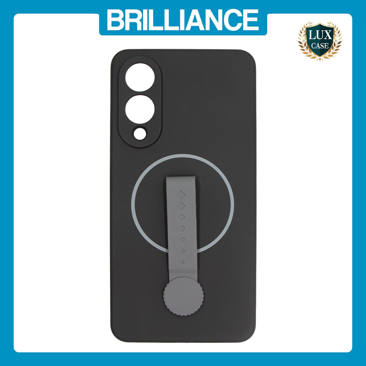 Brilliance LUX Samsung S25 Edge Silicone with BackSide 360Ã‚Â° Rotating Wrist Strap Magnetic Phone Case Black