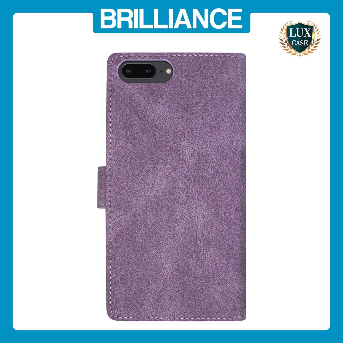 Brilliance LUX iPhone 6P/7P/8P Flip Premium PU Leather Wallet Business Style with Card Pockets Case Purple