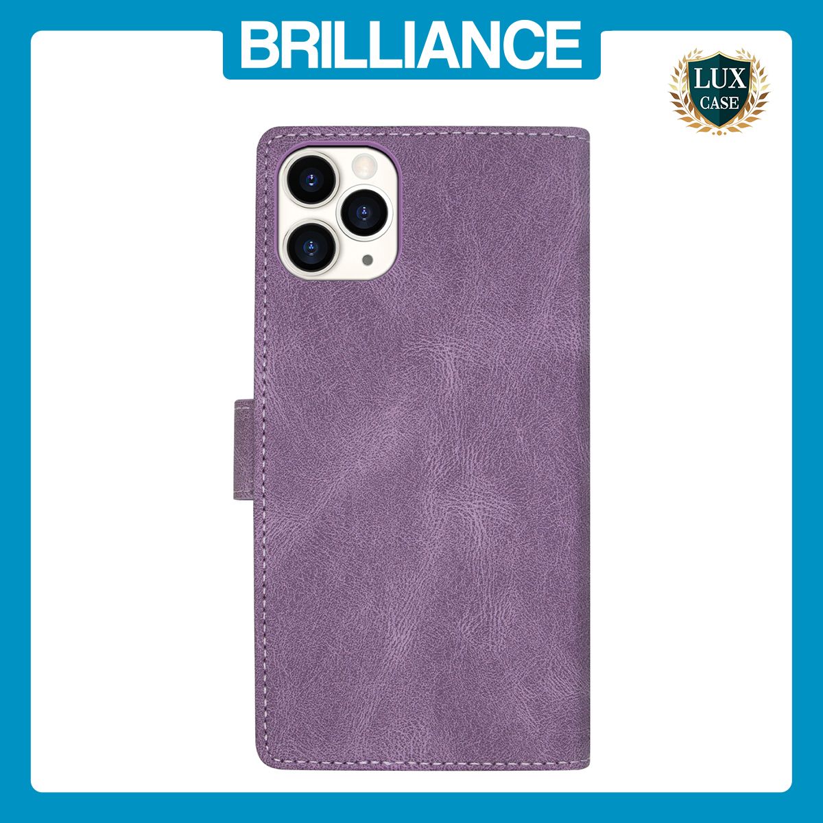 Brilliance LUX iPhone 13 Pro Max Flip Premium PU Leather Wallet Business Style with Card Pockets Case Purple