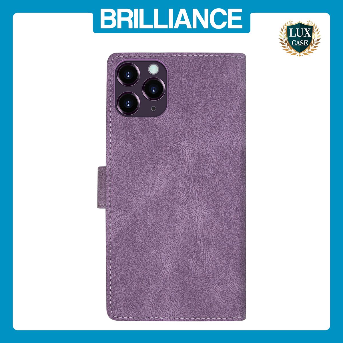 Brilliance LUX iPhone 14 Pro Flip Premium PU Leather Wallet Business Style with Card Pockets Case Purple