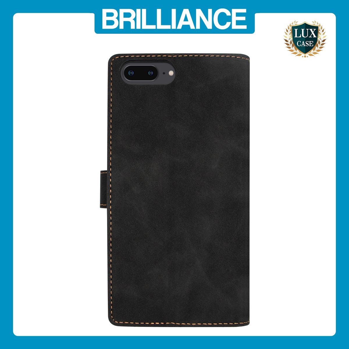 Brilliance LUX iPhone 6P/7P/8P Flip Premium PU Leather Wallet Business Style with Card Pockets Case Black