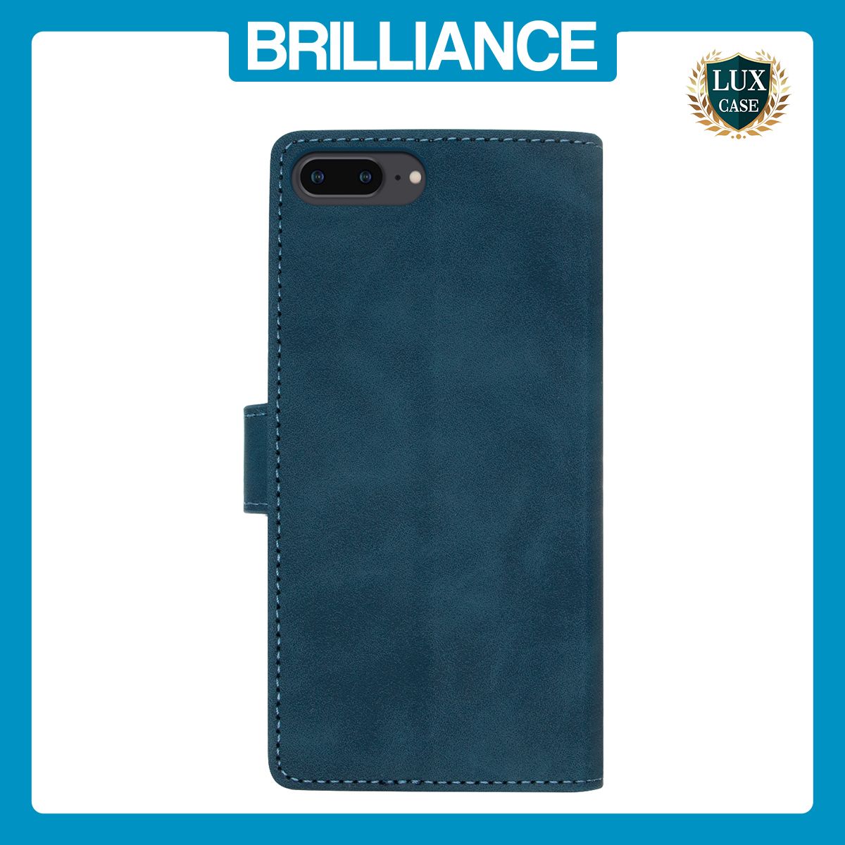 Brilliance LUX iPhone 6P/7P/8P Flip Premium PU Leather Wallet Business Style with Card Pockets Case Blue