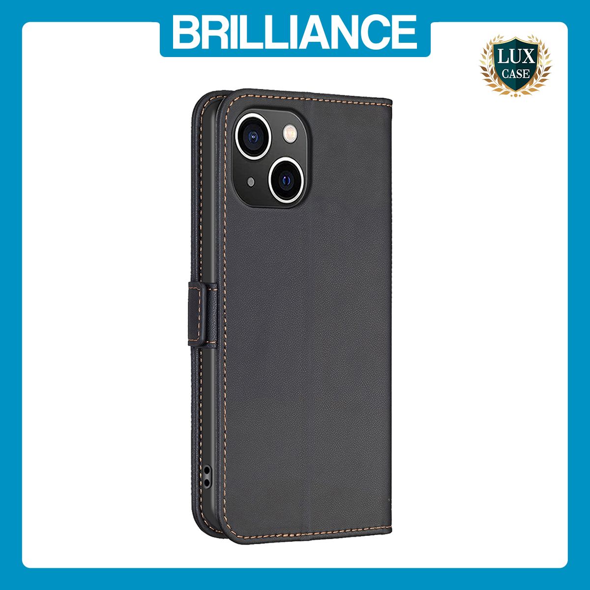Brilliance LUX iPhone 11 Flip Book PU Leather Wallet  Holder & Stand with Card Pockets Case Black