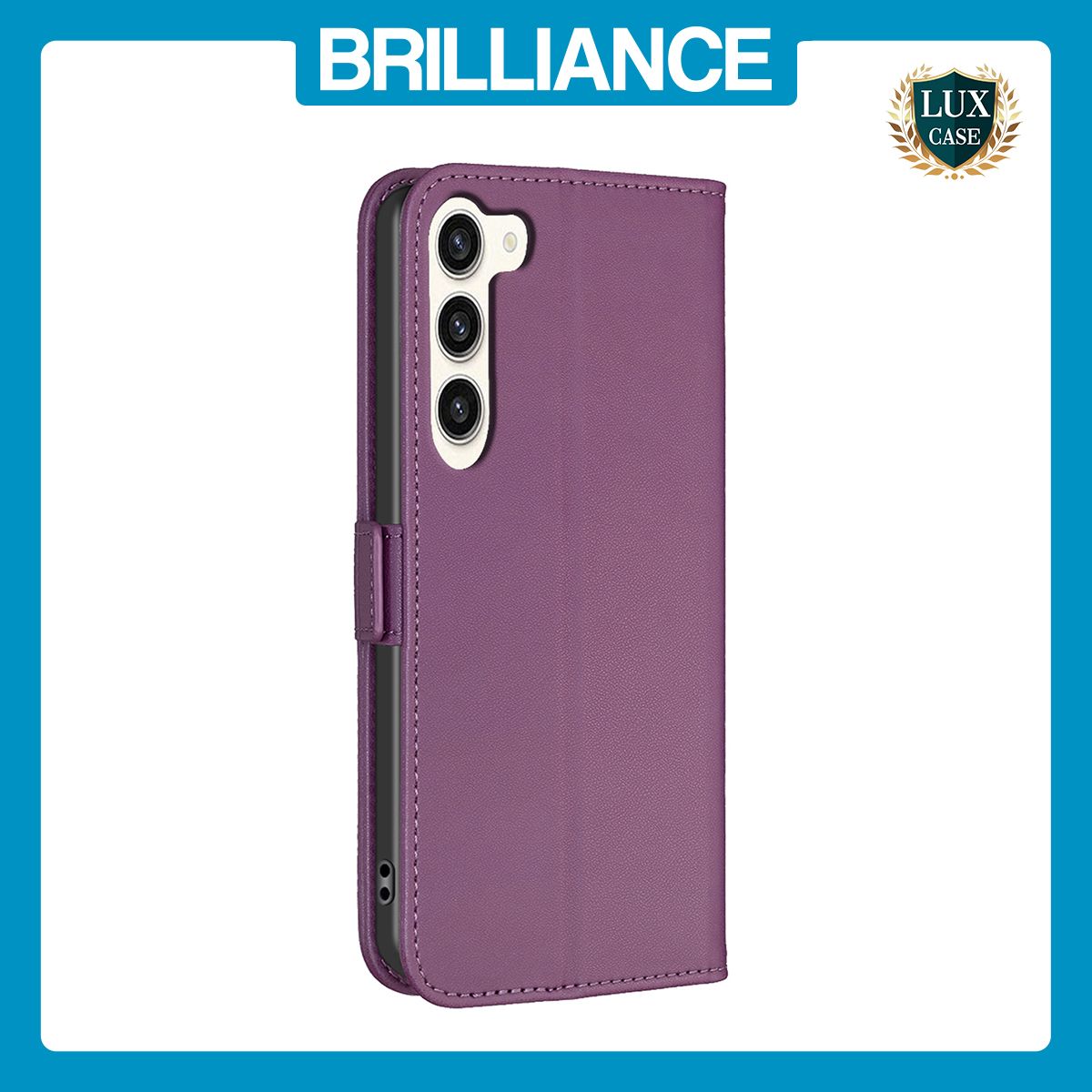 Brilliance LUX Samsung S24 Flip Book PU Leather Wallet  Holder & Stand with Card Pockets Case Purple