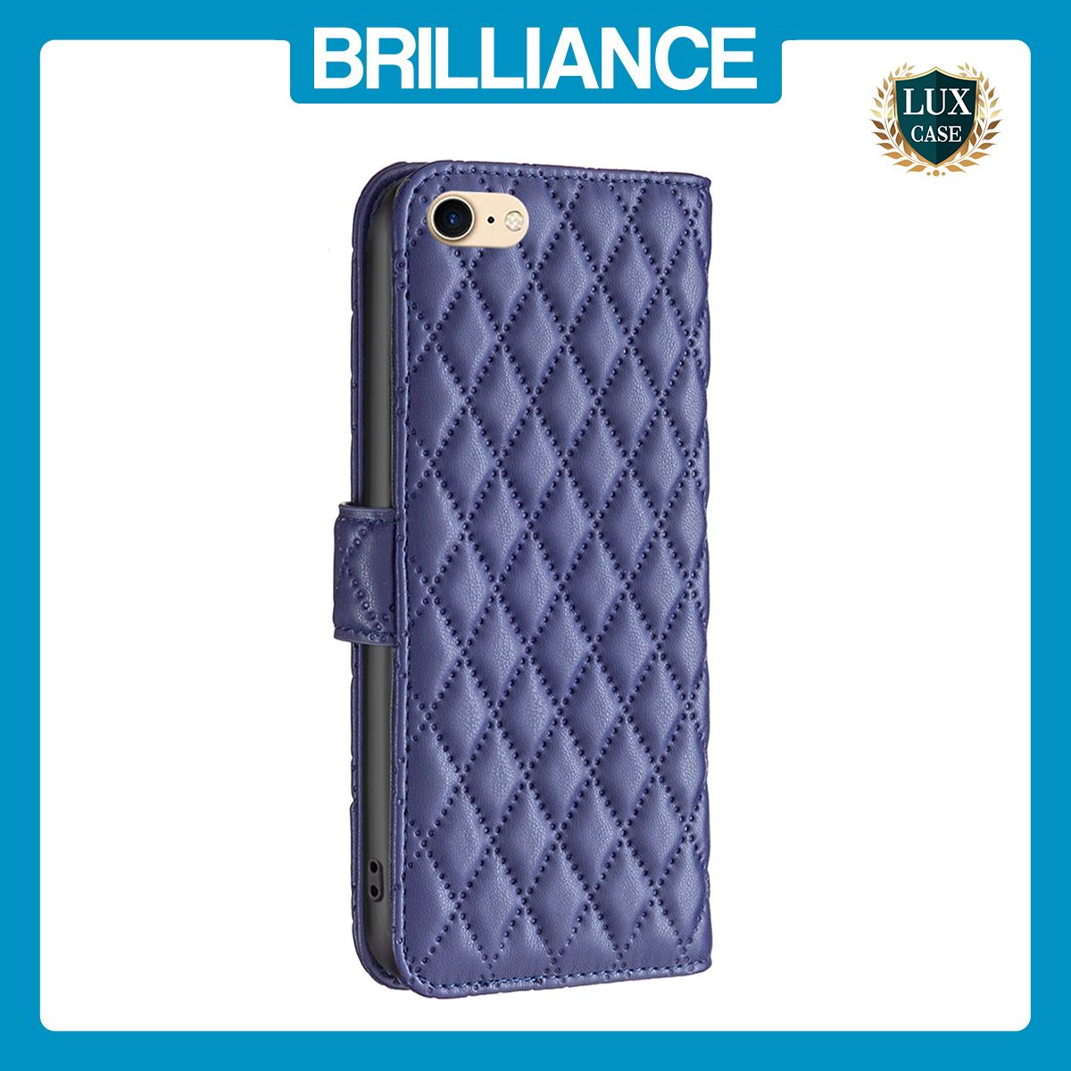 Brilliance LUX iPhone 6/7/8 Flip Book PU real Leather Wallet Holder & Kickstand with Card Pockets Case Blue