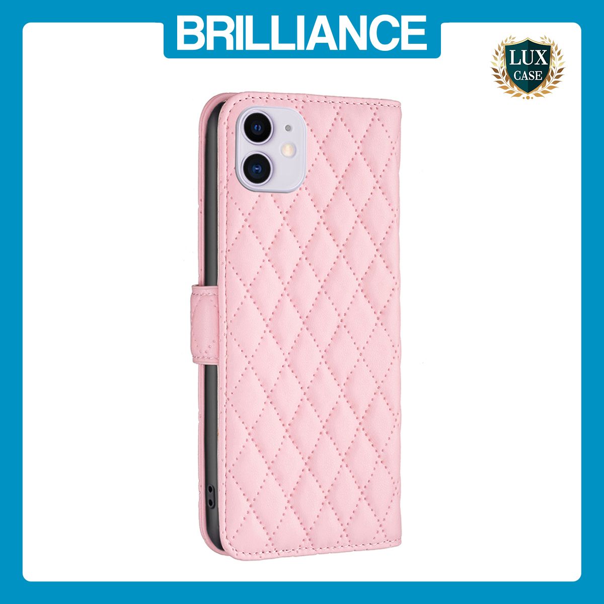 Brilliance LUX iPhone 11 Flip Book PU real Leather Wallet Holder & Kickstand with Card Pockets Case Pink