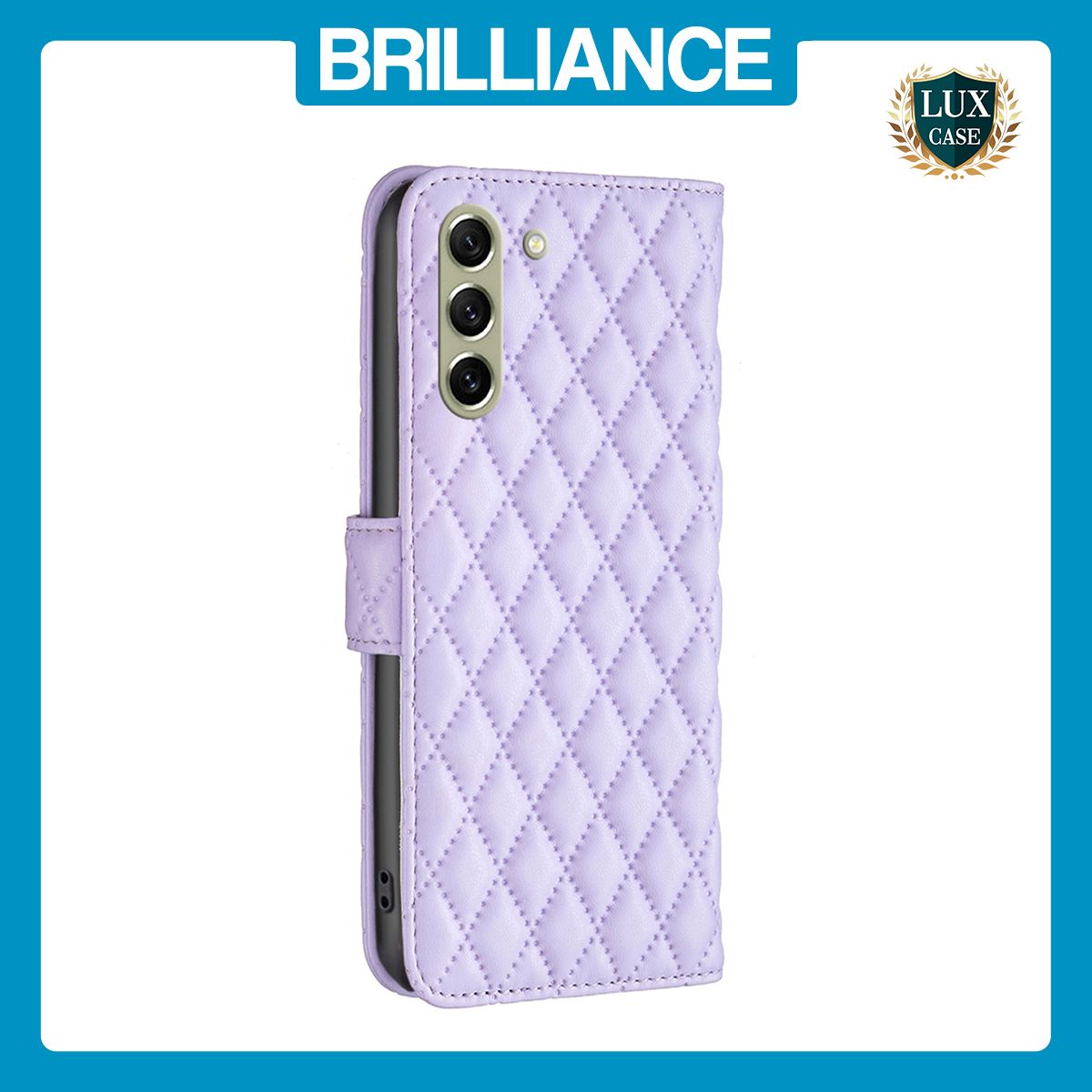 Brilliance LUX Samsung S21 FE/S21 LITE Flip Book PU real Leather Wallet Holder & Kickstand with Card Pockets Case Purple