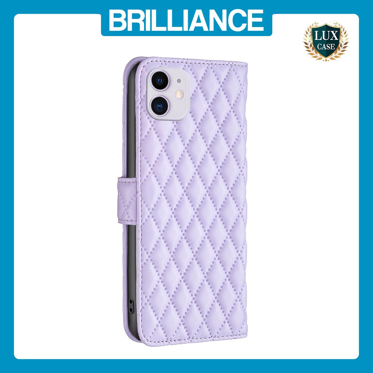 Brilliance LUX iPhone 11 Flip Book PU real Leather Wallet Holder & Kickstand with Card Pockets Case Purple
