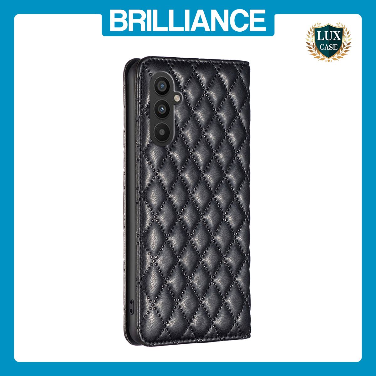 Brilliance LUX Samsung A24 4G Flip PU Leather Holder Slots Magnetic Wallet with Card Pockets Case Black