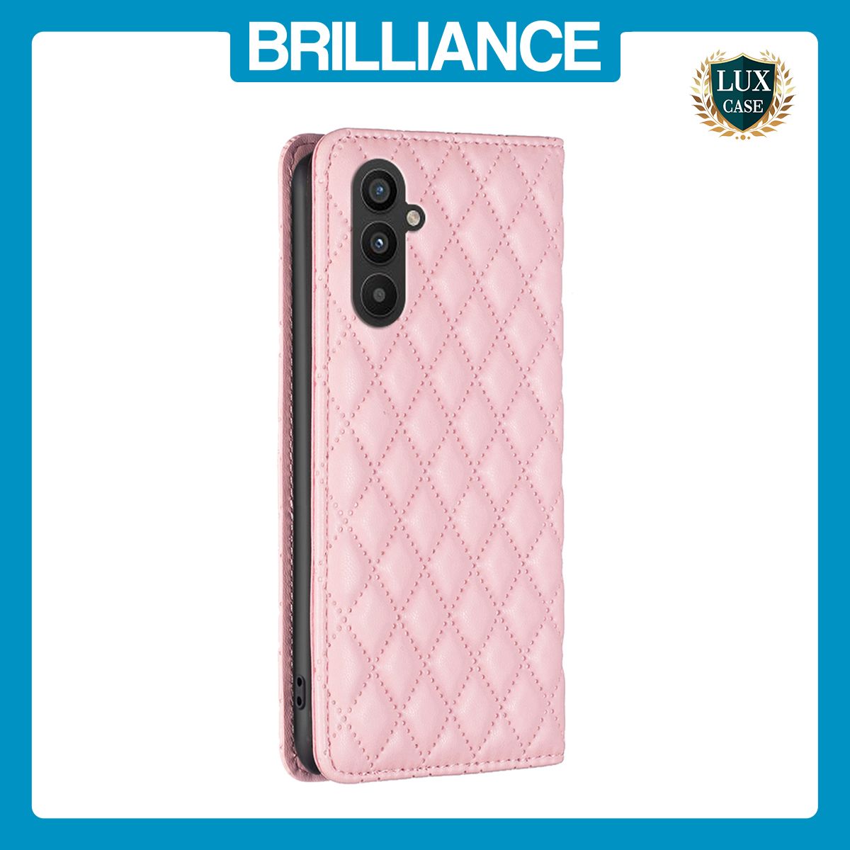 Brilliance LUX Samsung A24 4G Flip PU Leather Holder Slots Magnetic Wallet with Card Pockets Case Pink