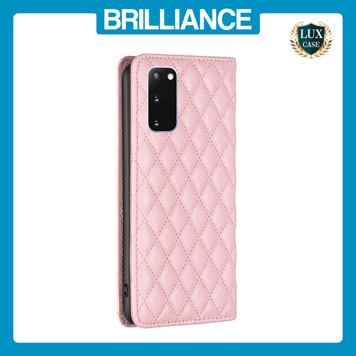 Brilliance LUX Samsung S20 Flip PU Leather Holder Slots Magnetic Wallet with Card Pockets Case Pink