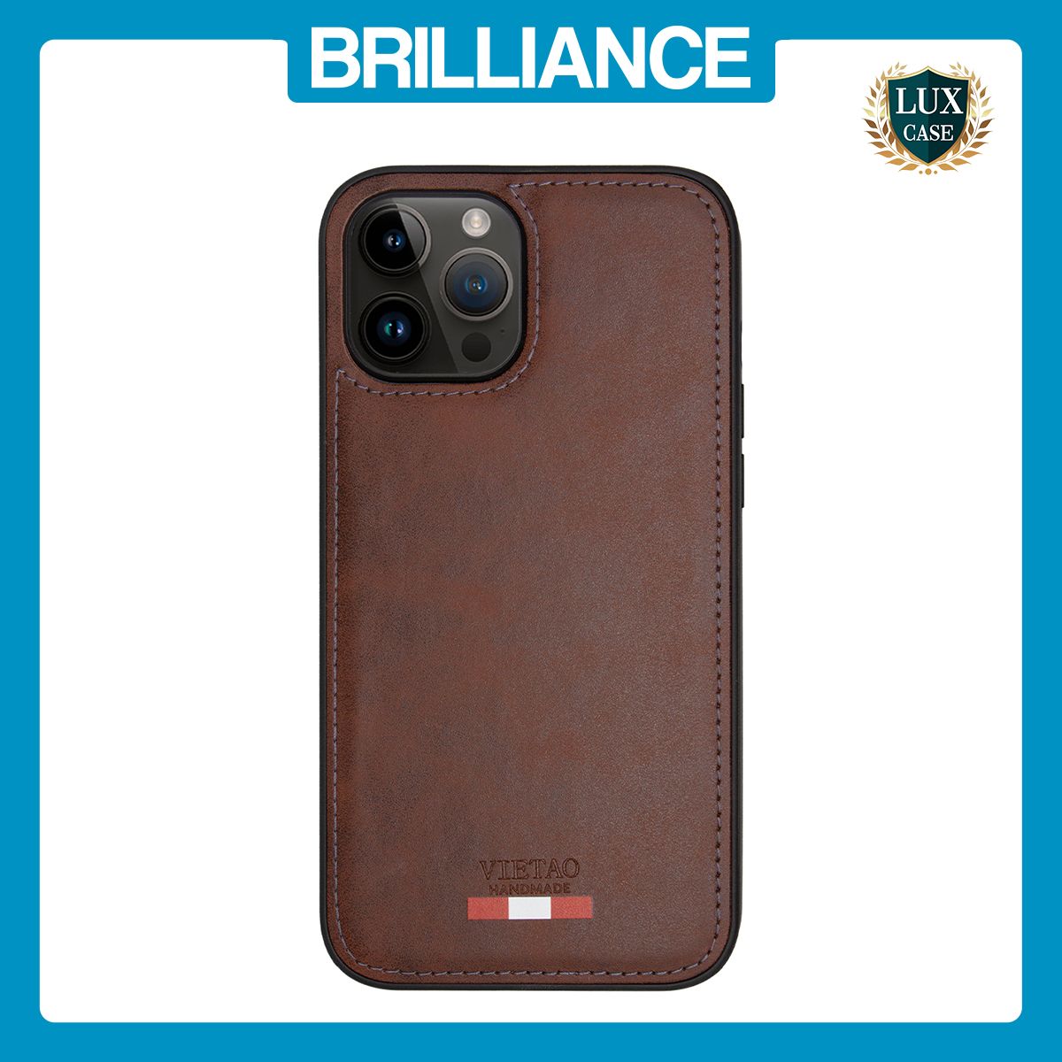 Brilliance LUX iPhone 12 Pro Max TPU PC Leather Scratch Proof Hybrid Case Brown