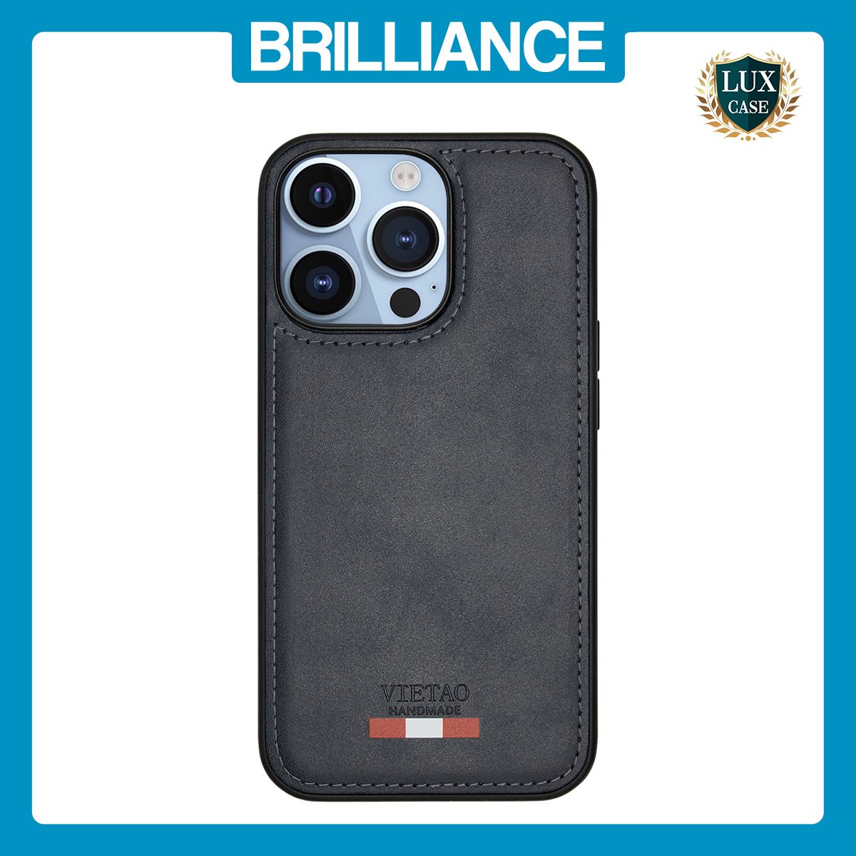 Brilliance LUX iPhone 13 Pro TPU PC Leather Scratch Proof Hybrid Case Blue