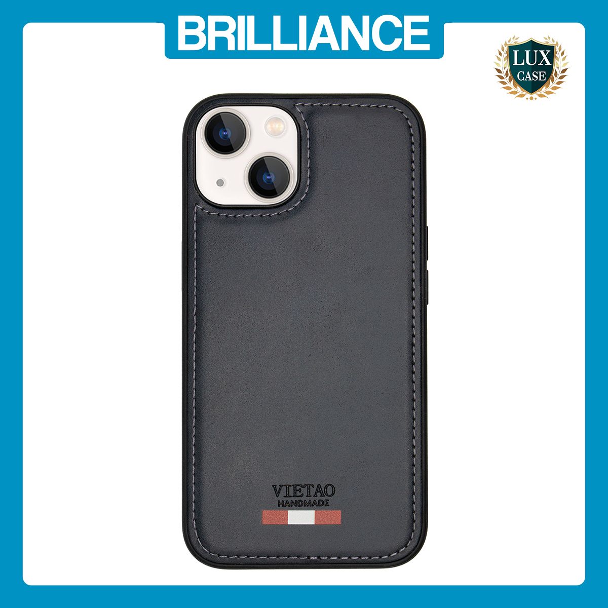Brilliance LUX iPhone 14 TPU PC Leather Scratch Proof Hybrid Case Blue