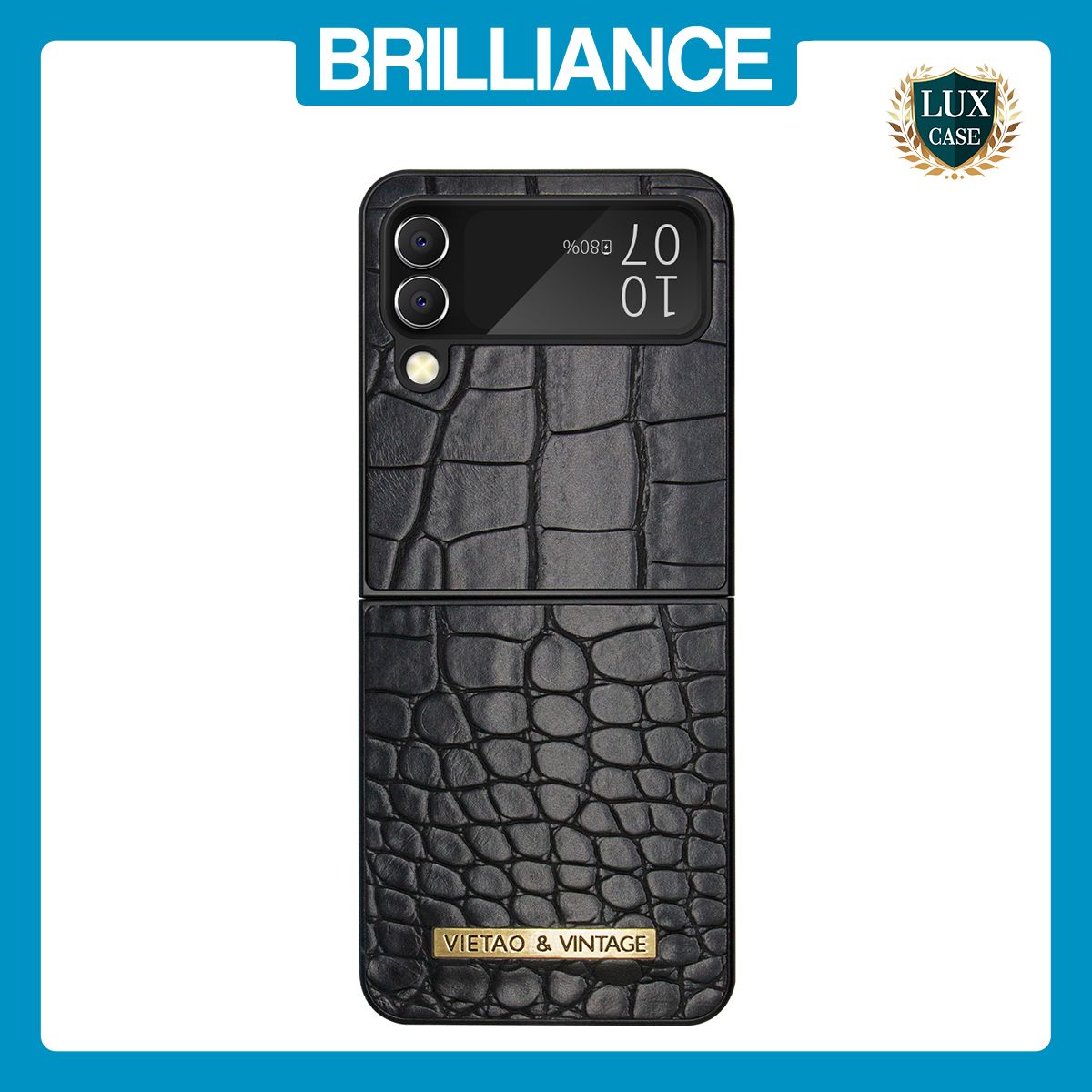 Brilliance LUX Samsung Flip3 TPU PC Crocodile Leather with folding Case Black