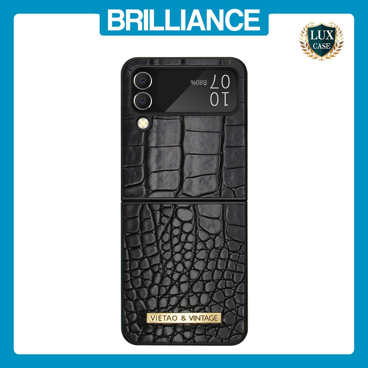 Brilliance LUX Samsung Flip4 TPU PC Crocodile Leather with folding Case Black