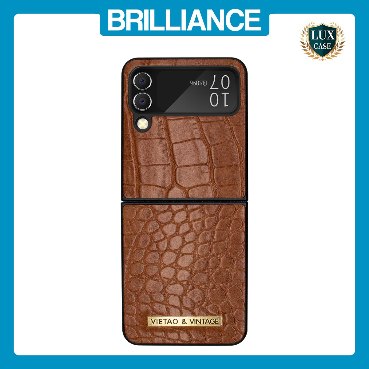 Brilliance LUX Samsung Flip3 TPU PC Crocodile Leather with folding Case Brown