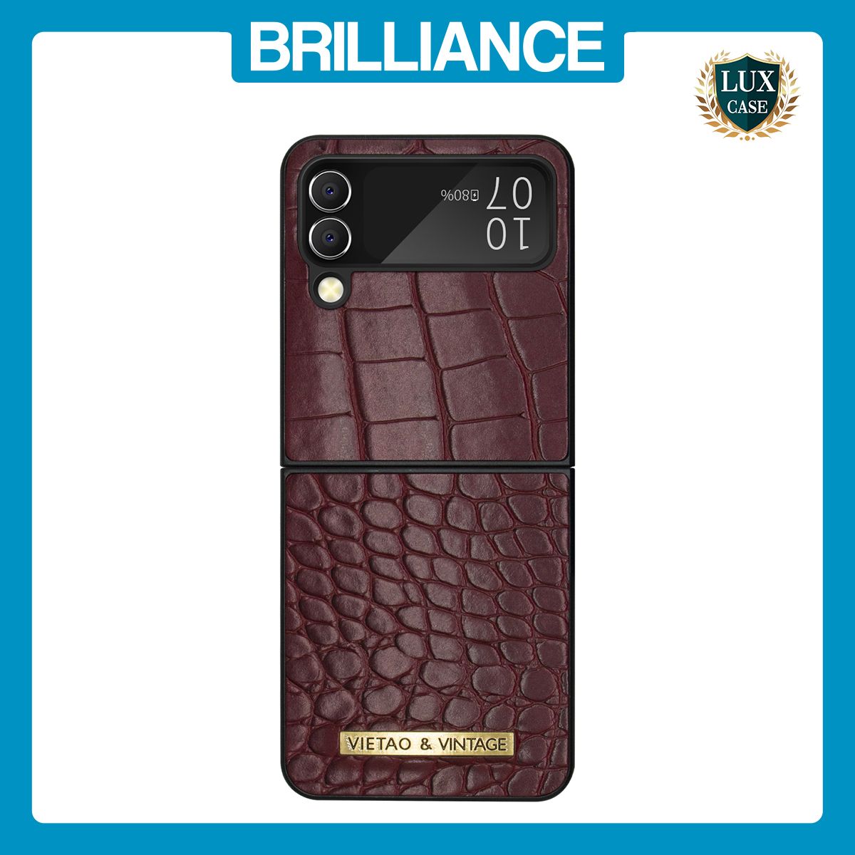Brilliance LUX Samsung Flip3 TPU PC Crocodile Leather with folding Case Burgundy