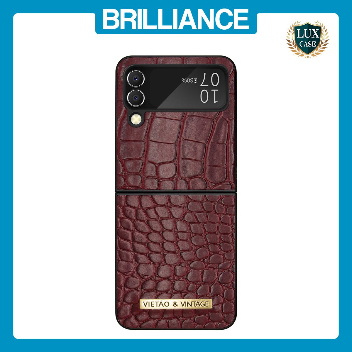 Brilliance LUX Samsung Flip4 TPU PC Crocodile Leather with folding Case Burgundy