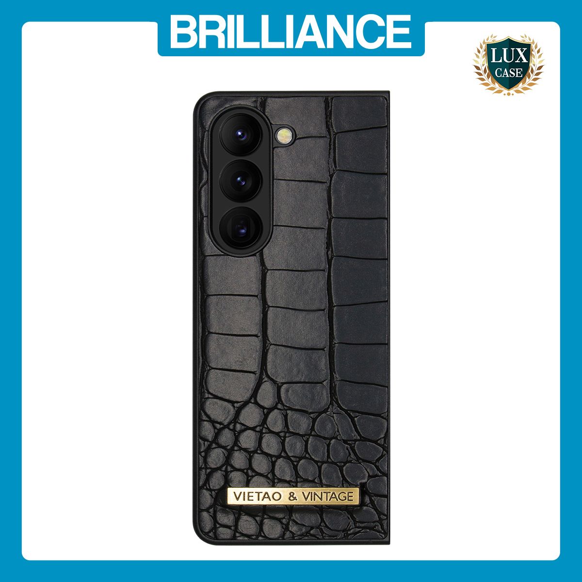 Brilliance LUX Samsung Fold5 Flip TPU PC Business Crocodile Leather Case Black