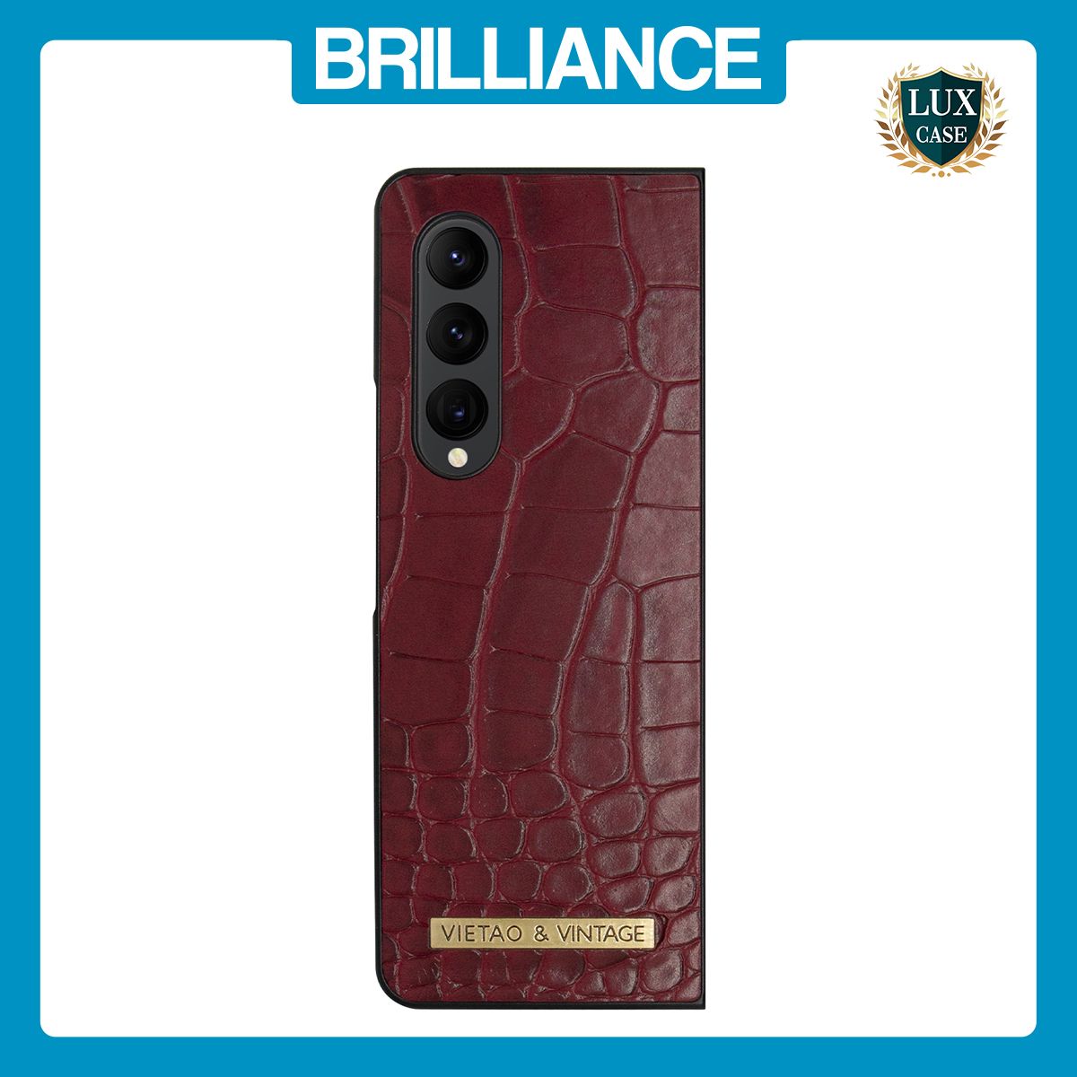 Brilliance LUX Samsung Fold3 Flip PC Business Crocodile Leather Case Burgundy