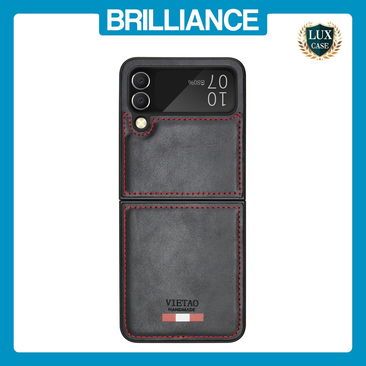 Brilliance LUX Samsung Flip4 TPU PC Leather Scratch Proof Hybrid with folding Case Black