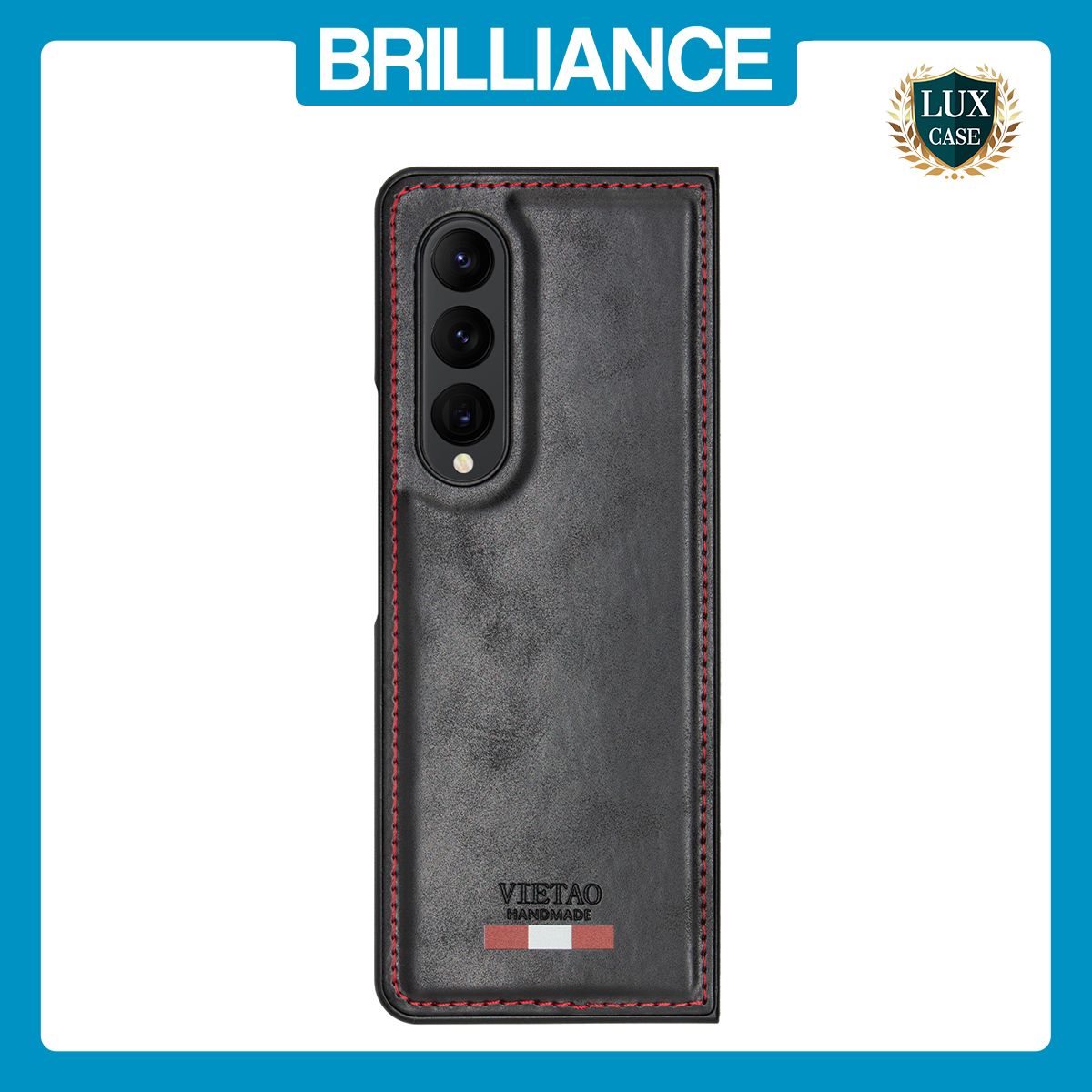 Brilliance LUX Samsung Fold3 TPU PC Leather Scratch Proof Hybrid Case Black
