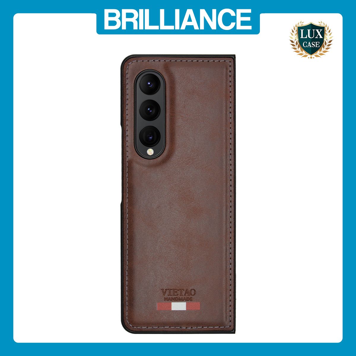 Brilliance LUX Samsung Fold3 TPU PC Leather Scratch Proof Hybrid Case Brown