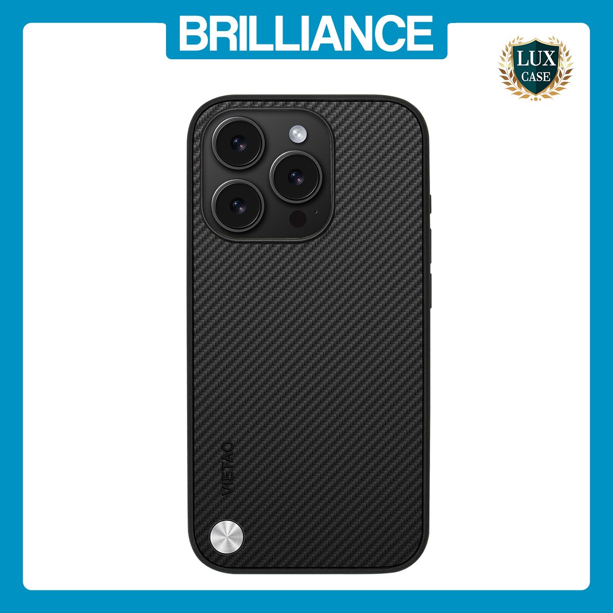 Brilliance LUX iPhone 13 Pro Max PC Carbon Fiber Leather with folding Case Black