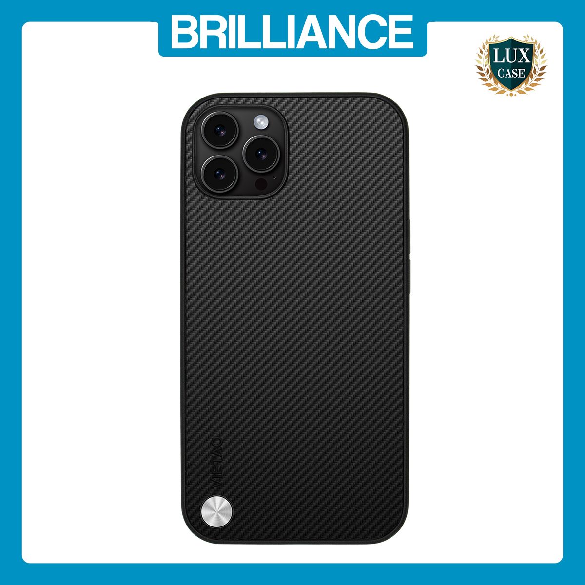 Brilliance LUX iPhone 15 Pro Max PC Carbon Fiber Leather with folding Case Black
