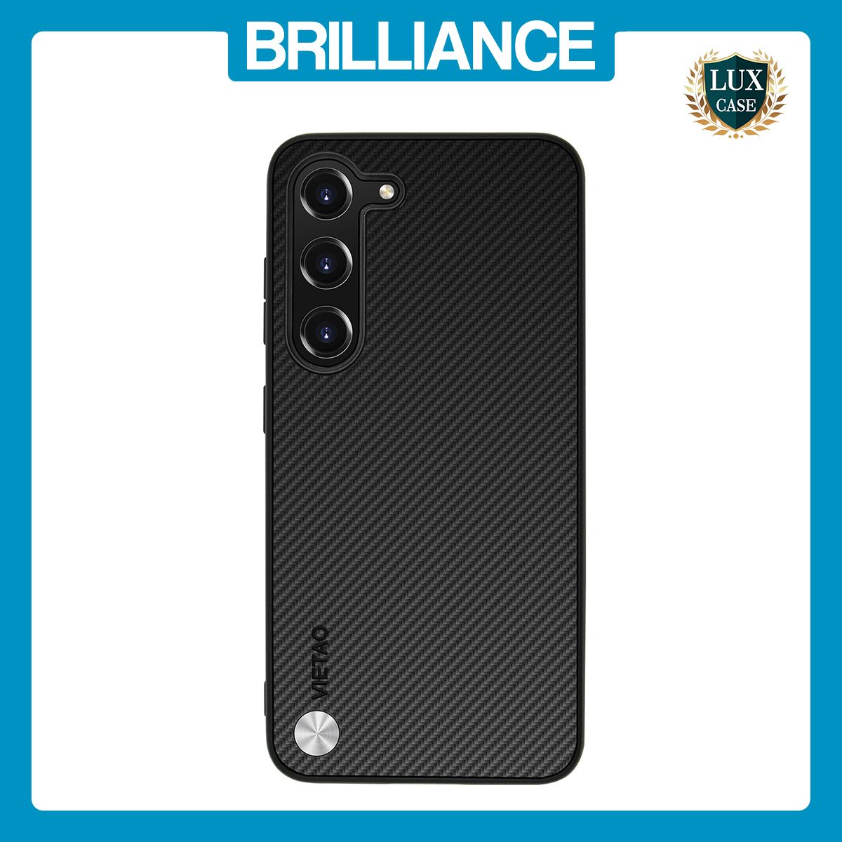 Brilliance LUX Samsung S23 PC Carbon Fiber Leather with folding Case Black