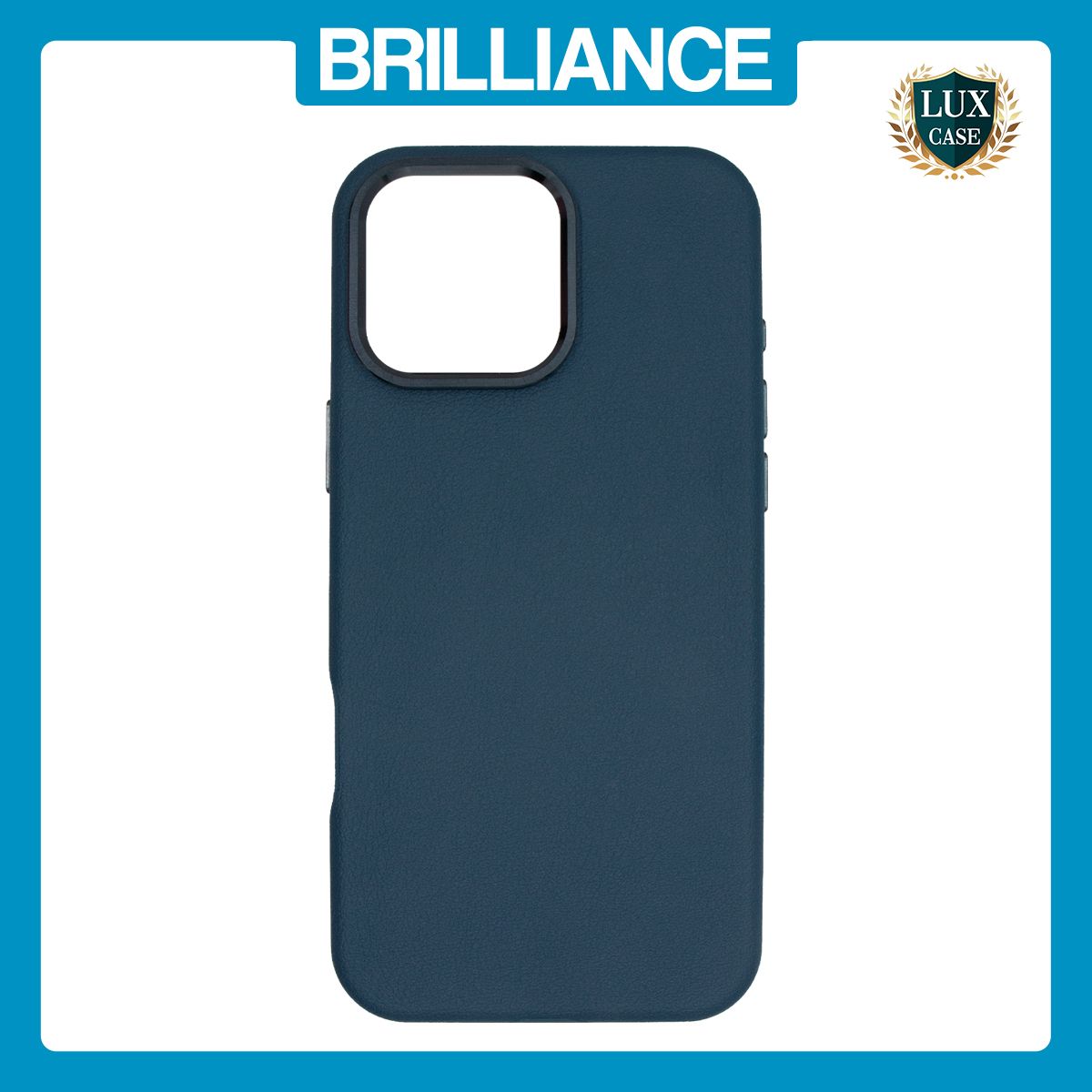 Brilliance LUX iPhone 16 Pro Max Luxury Vegan Soft Premium PU Leather Magnetic Cover with Metal Camera Case Blue