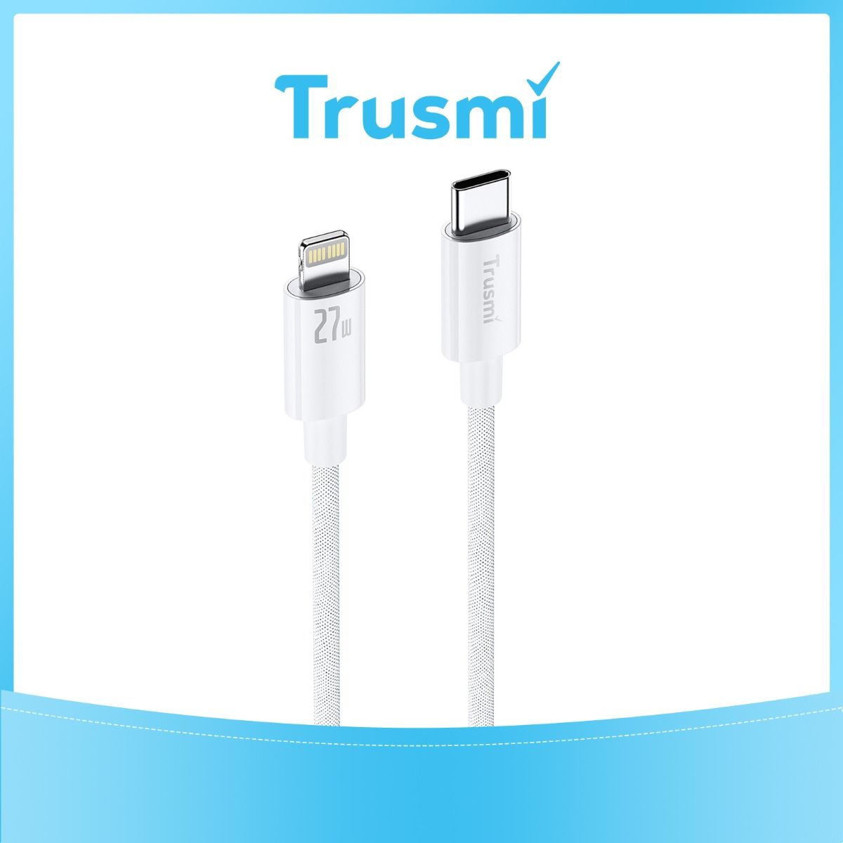 TRUSMI 27W Type C To iPhone Braided Charging Cable White 3M
