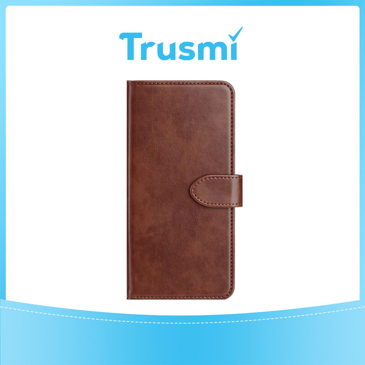 TRUSMI iPhone 13/14 Cowhide Leather Wallet Case with Card Slot Dark Brown