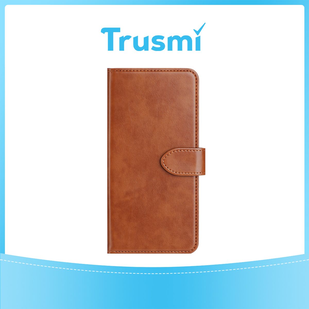 TRUSMI iPhone 15 Pro Max Cowhide Leather Wallet Case with Card Slot Light Brown