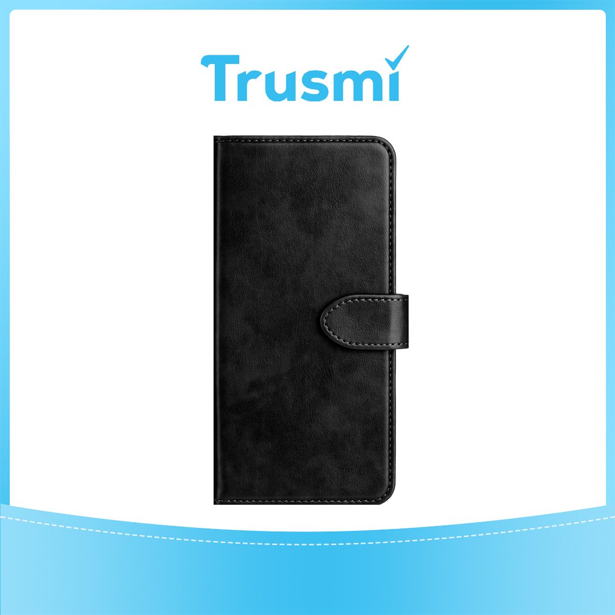 TRUSMI iPhone 15 Pro Max Cowhide Leather Wallet Case with Card Slot Black