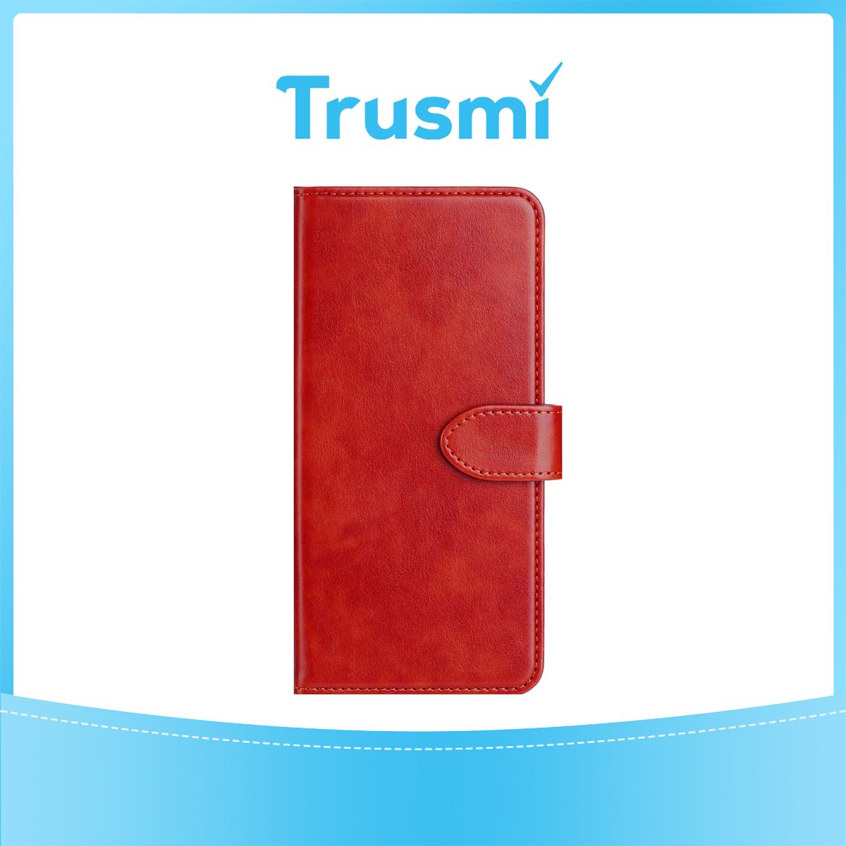 TRUSMI iPhone 16 Plus Cowhide Leather Wallet Case with Card Slot Red