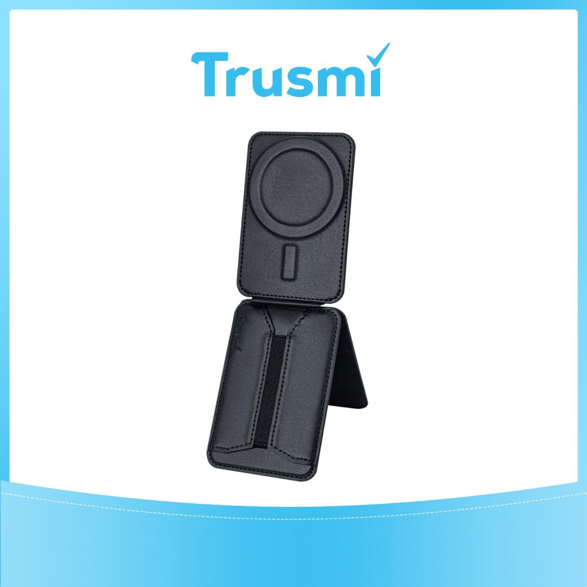 TRUSMI CF07 Series PU Magnetic Triangle Stand Card Holder Black
