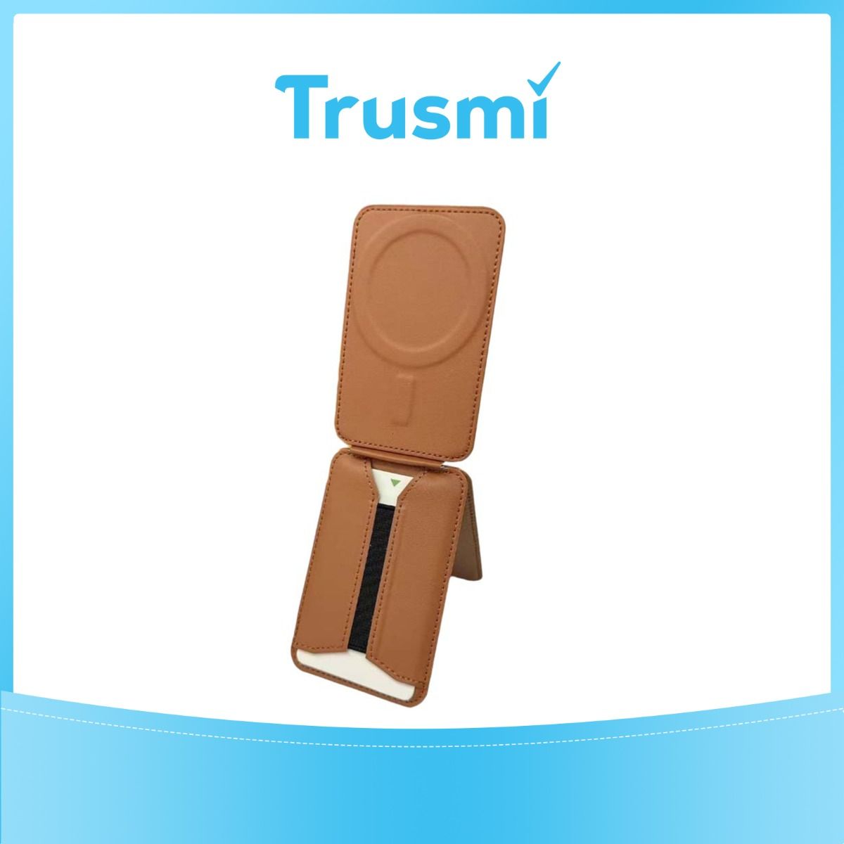 TRUSMI CF07 Series PU Magnetic Triangle Stand Card Holder Brown