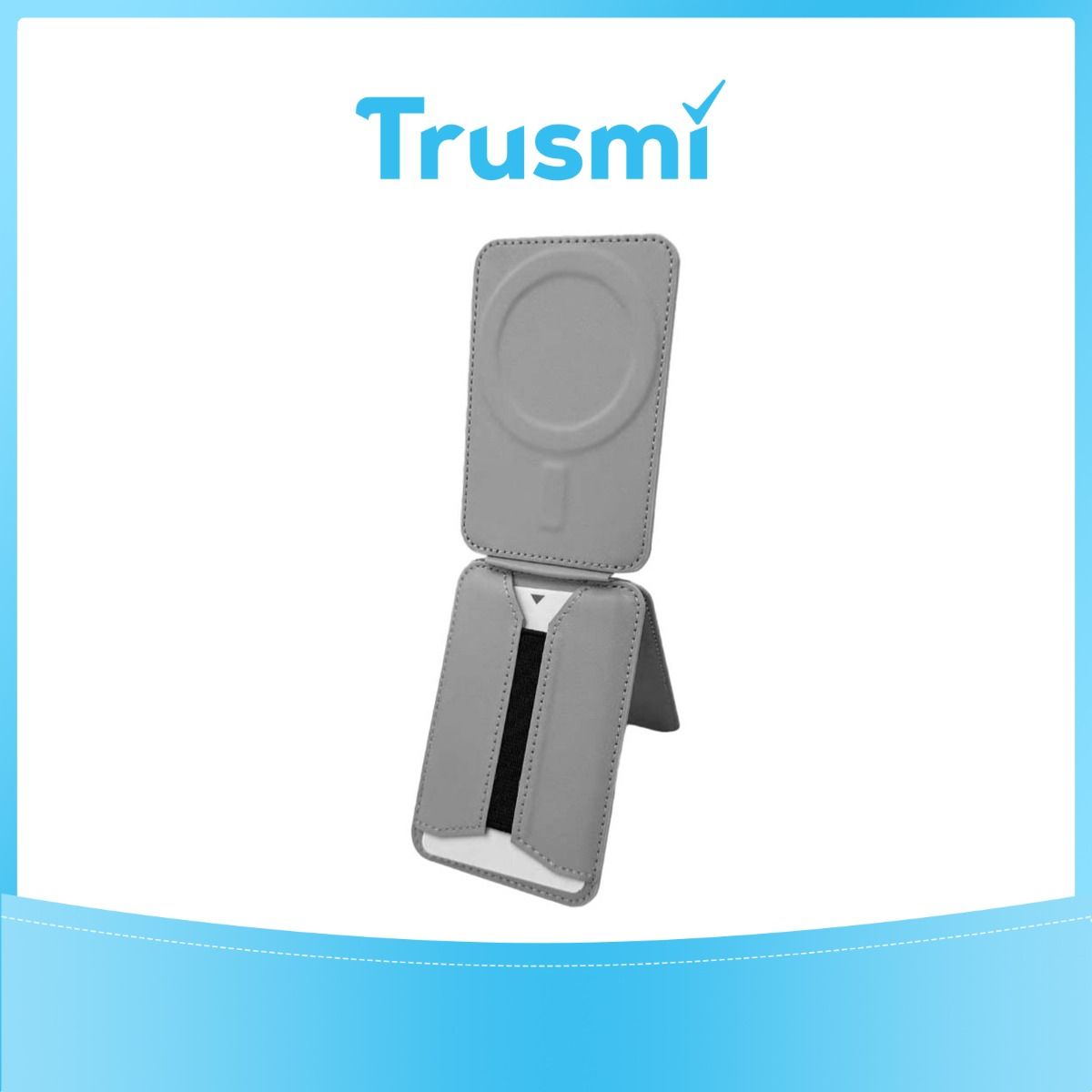 TRUSMI CF07 Series PU Magnetic Triangle Stand Card Holder Grey
