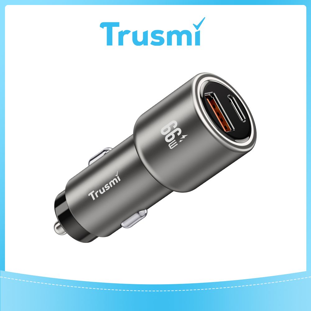 TRUSMI 66W USB & Type C Metal Fast Car Charger Gray