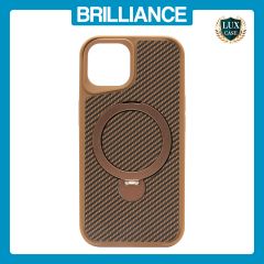 Brilliance LUX iPhone 15 360° Rotating Magnetic Metal Bracket Carbon Fiber Pattern Matte PC+TPU Phone case Gold