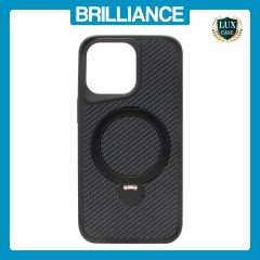 Brilliance LUX iPhone 13 Pro 360° Rotating Magnetic Metal Bracket Carbon Fiber Pattern Matte PC+TPU Phone case Black