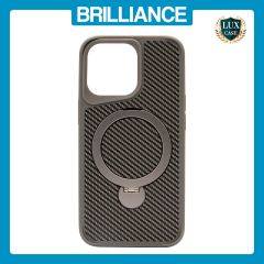 Brilliance LUX iPhone 13 Pro 360° Rotating Magnetic Metal Bracket Carbon Fiber Pattern Matte PC+TPU Phone case Grey