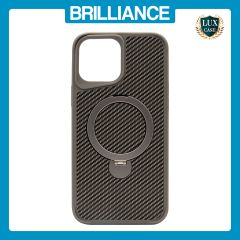 Brilliance LUX iPhone 13 Pro Max 360° Rotating Magnetic Metal Bracket Carbon Fiber Pattern Matte PC+TPU Phone case Grey