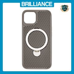 Brilliance LUX iPhone 13 360° Rotating Magnetic Metal Bracket Carbon Fiber Pattern Matte PC+TPU Phone case Grey