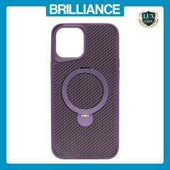 Brilliance LUX iPhone 12 Pro Max 360° Rotating Magnetic Metal Bracket Carbon Fiber Pattern Matte PC+TPU Phone case Purple