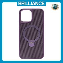 Brilliance LUX iPhone 13 Pro Max 360° Rotating Magnetic Metal Bracket Carbon Fiber Pattern Matte PC+TPU Phone case Purple